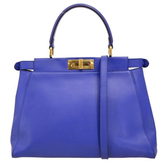 Fendi Blue Leather Peekaboo Fit 2way Handbag - Picture 2 of 15